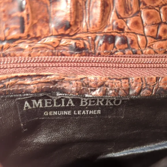 Vintage Brown Crocodile Embossed Handbag 60s - Picture 10 of 13